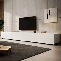 Calabas - TV-Meubel met 6 deuren - Wit - 300x43x37 cm
