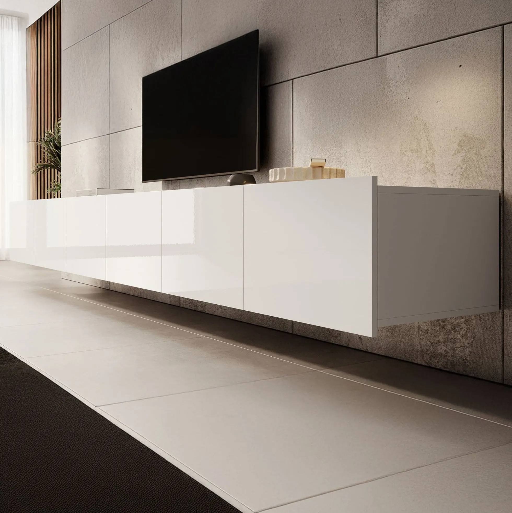 Calabas - TV-Meubel met 6 deuren - Wit - 300x43x37 cm