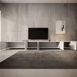 Calabas - TV-Meubel met 6 deuren - Wit - 300x43x37 cm