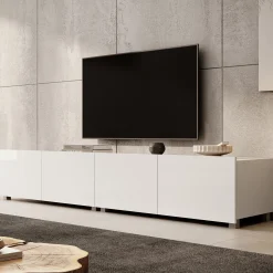 Calabas - TV-Meubel met 4 deuren - Wit - 200x43x37 cm