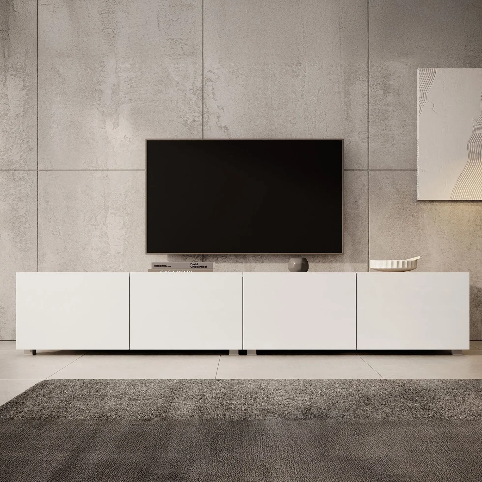 Calabas - TV-Meubel met 4 deuren - Wit - 200x43x37 cm