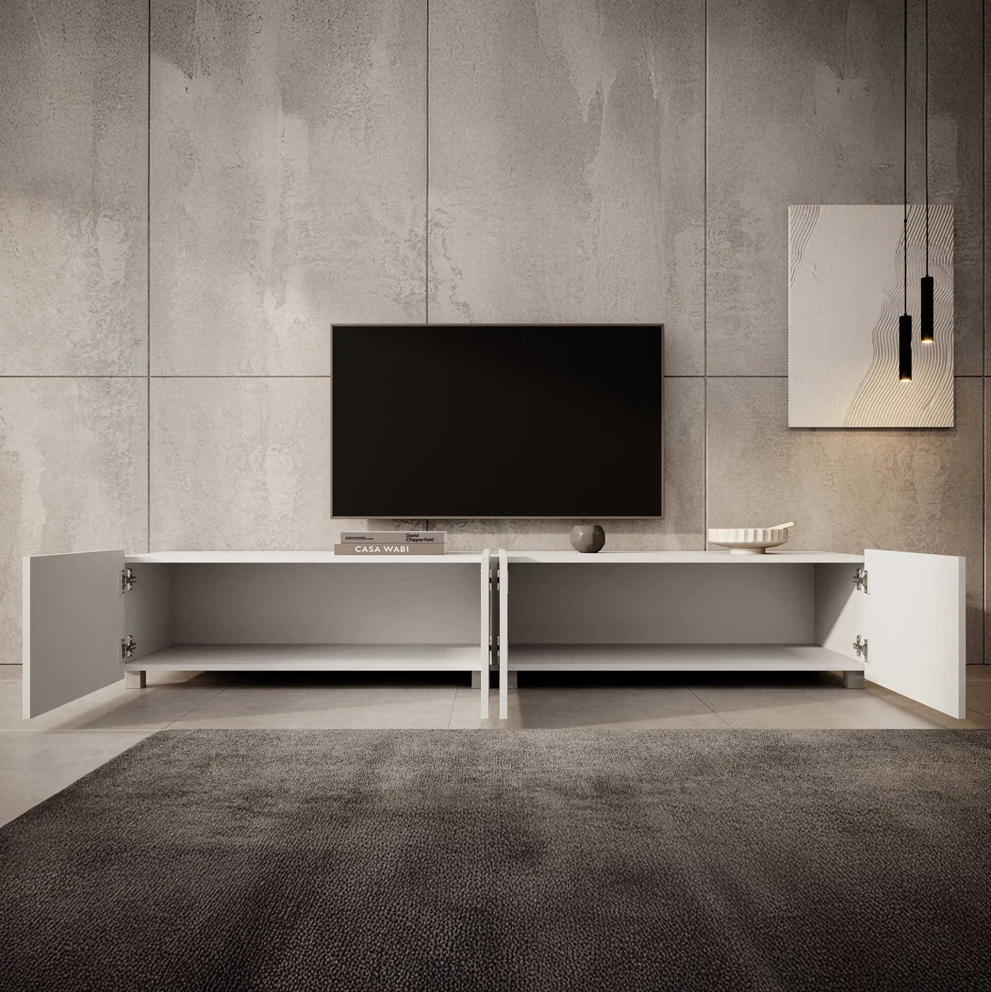 Calabas - TV-Meubel met 4 deuren - Wit - 200x43x37 cm
