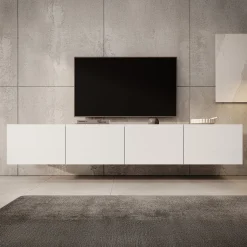 Calabas - TV-Meubel met 4 deuren - Wit - 200x43x37 cm