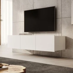 Calabas - TV-Meubel met 3 deuren - Wit - 150x43x37 cm