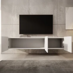 Calabas - TV-Meubel met 3 deuren - Wit - 150x43x37 cm