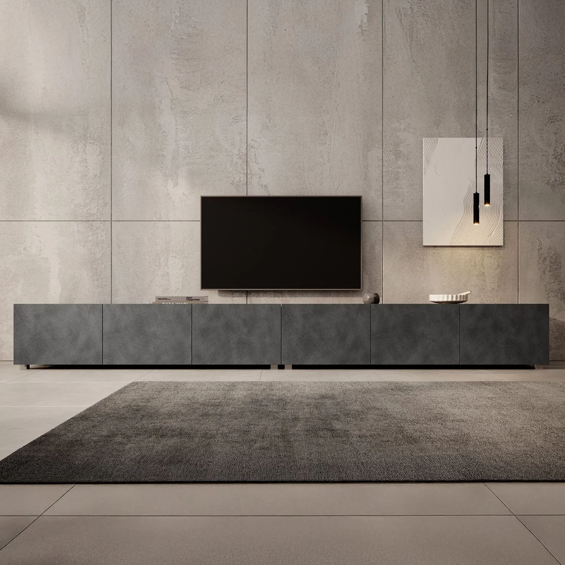 Calabas - TV-Meubel met 6 deuren - Grijs - 300x43x37 cm