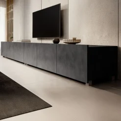 Calabas - TV-Meubel met 6 deuren - Grijs - 300x43x37 cm