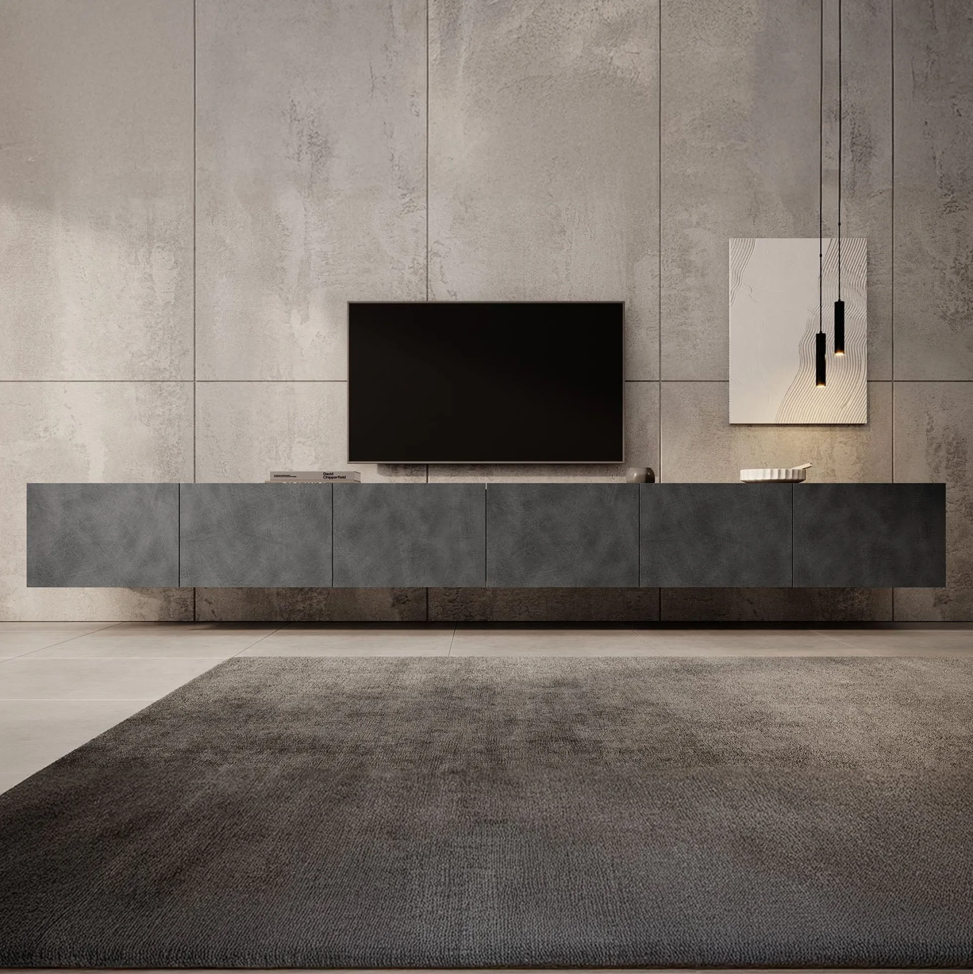 Calabas - TV-Meubel met 6 deuren - Grijs - 300x43x37 cm