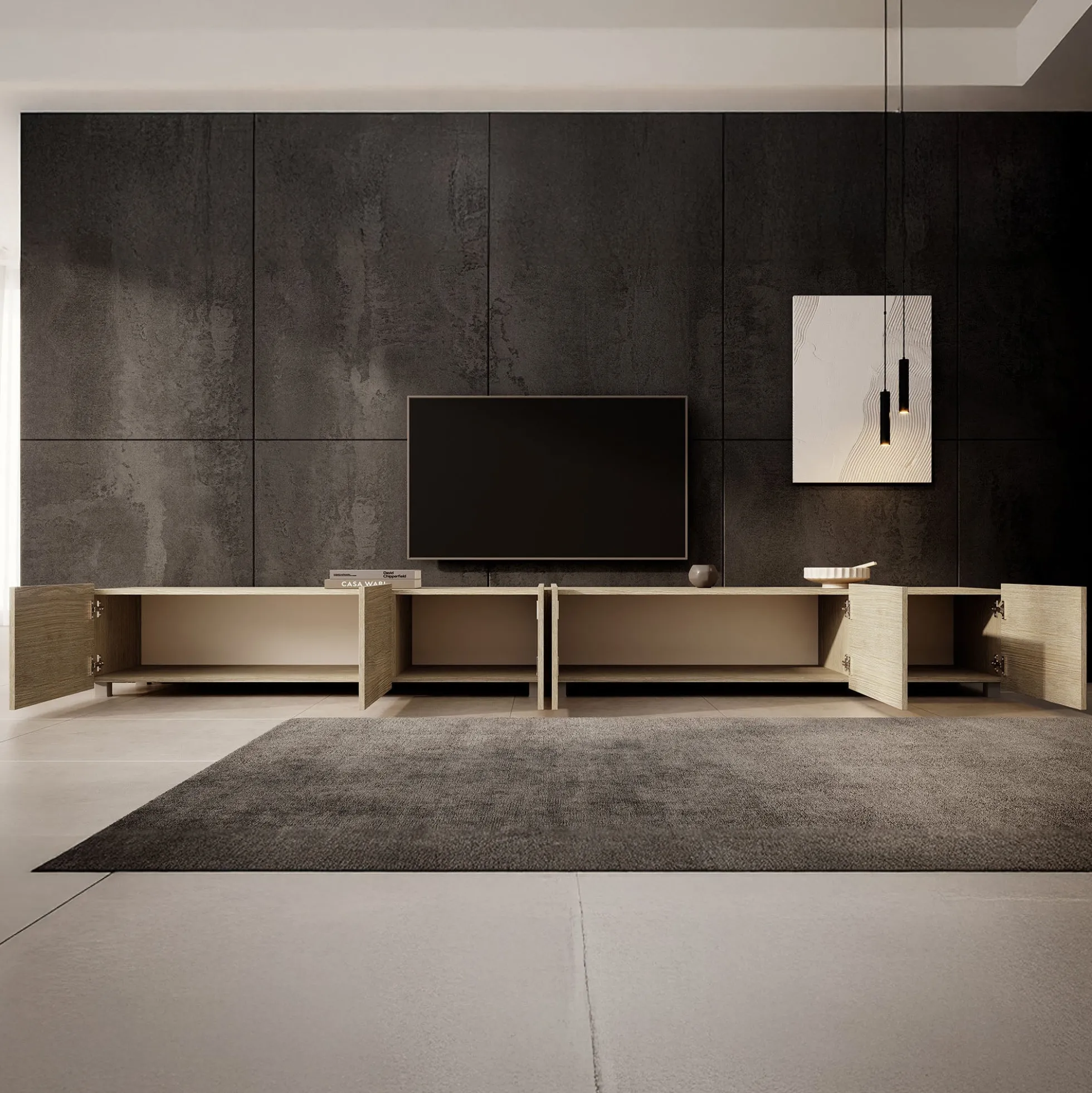 Calabas - TV-Meubel met 6 deuren - Eiken - 300x43x37 cm