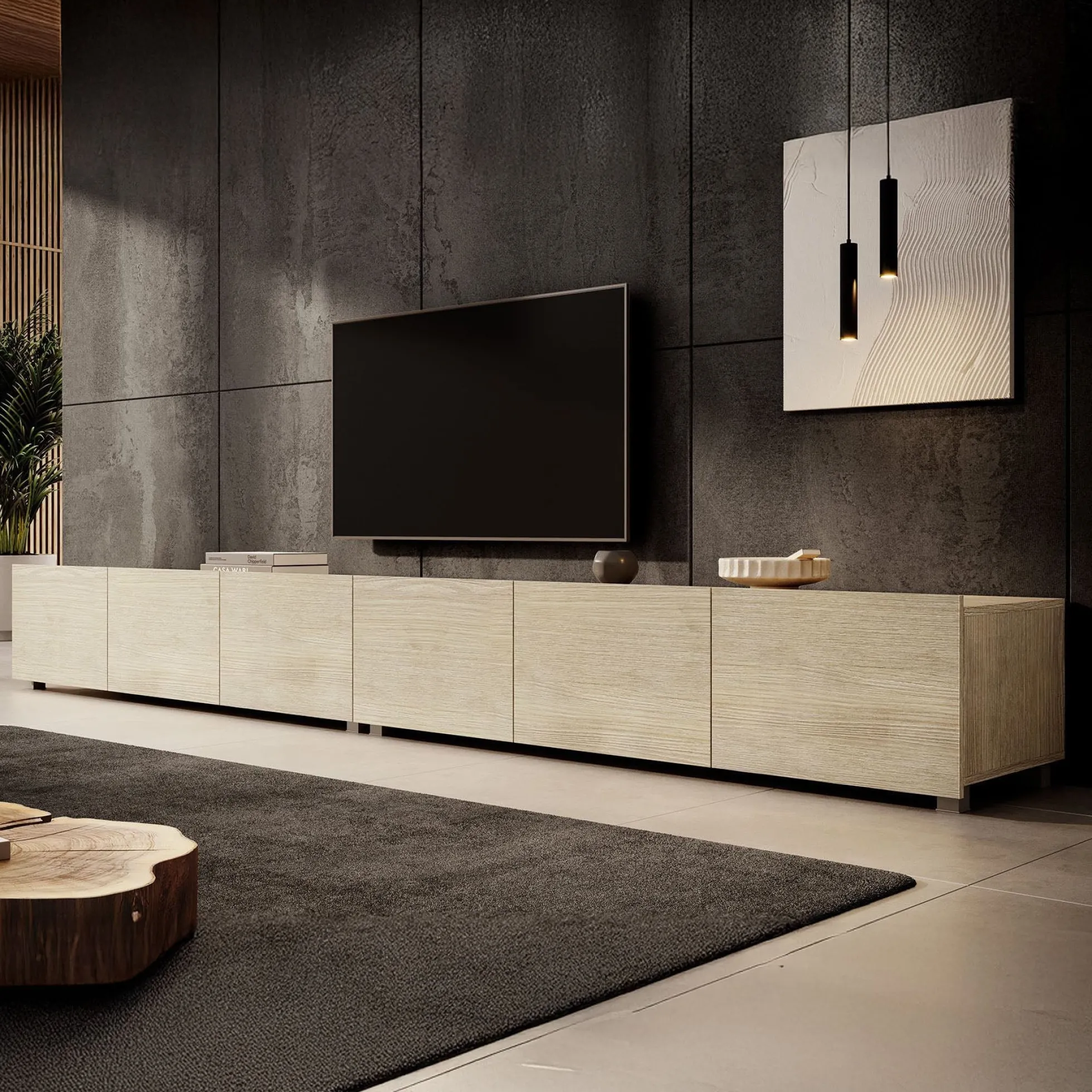 Calabas - TV-Meubel met 6 deuren - Eiken - 300x43x37 cm