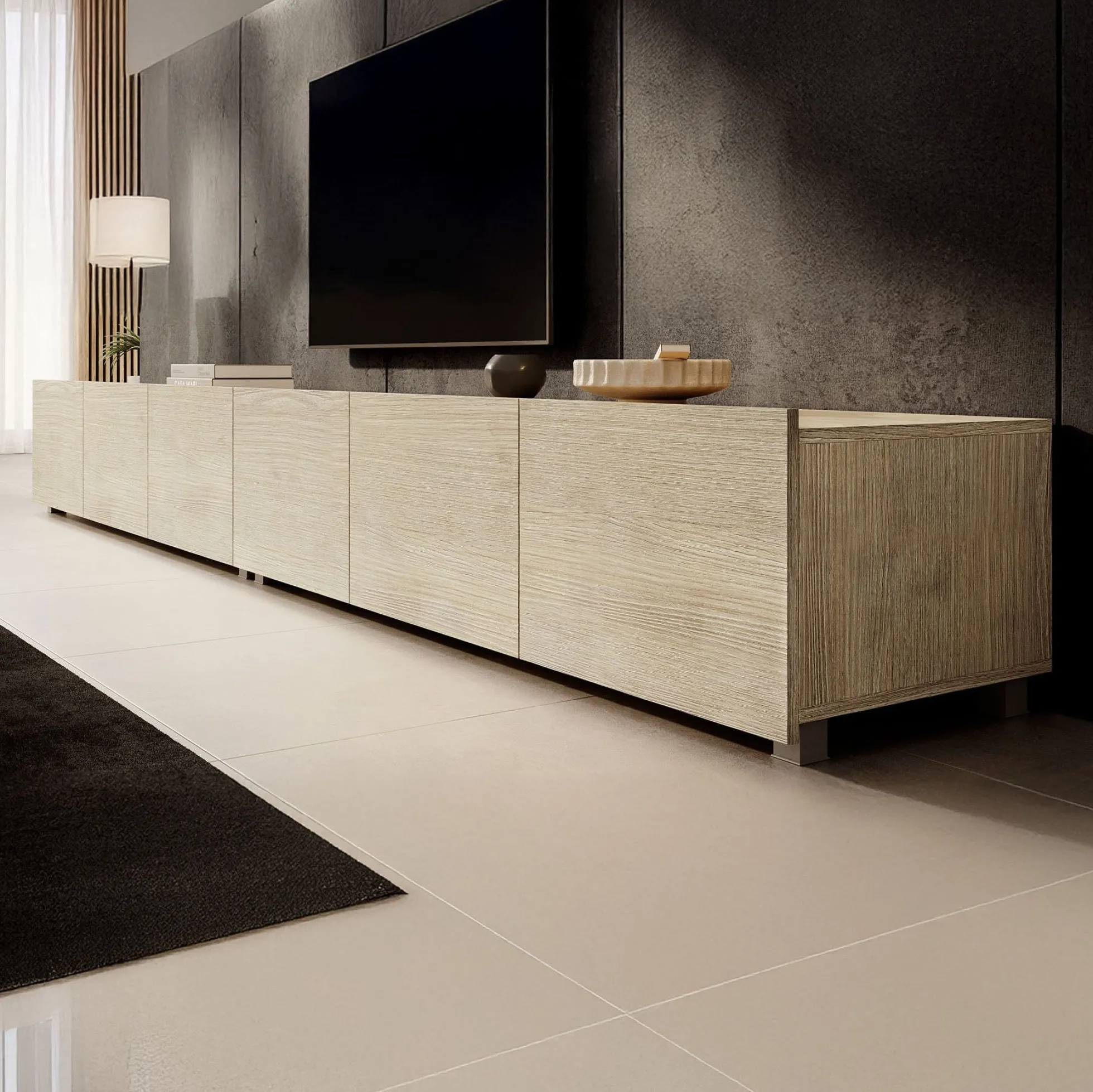 Calabas - TV-Meubel met 6 deuren - Eiken - 300x43x37 cm