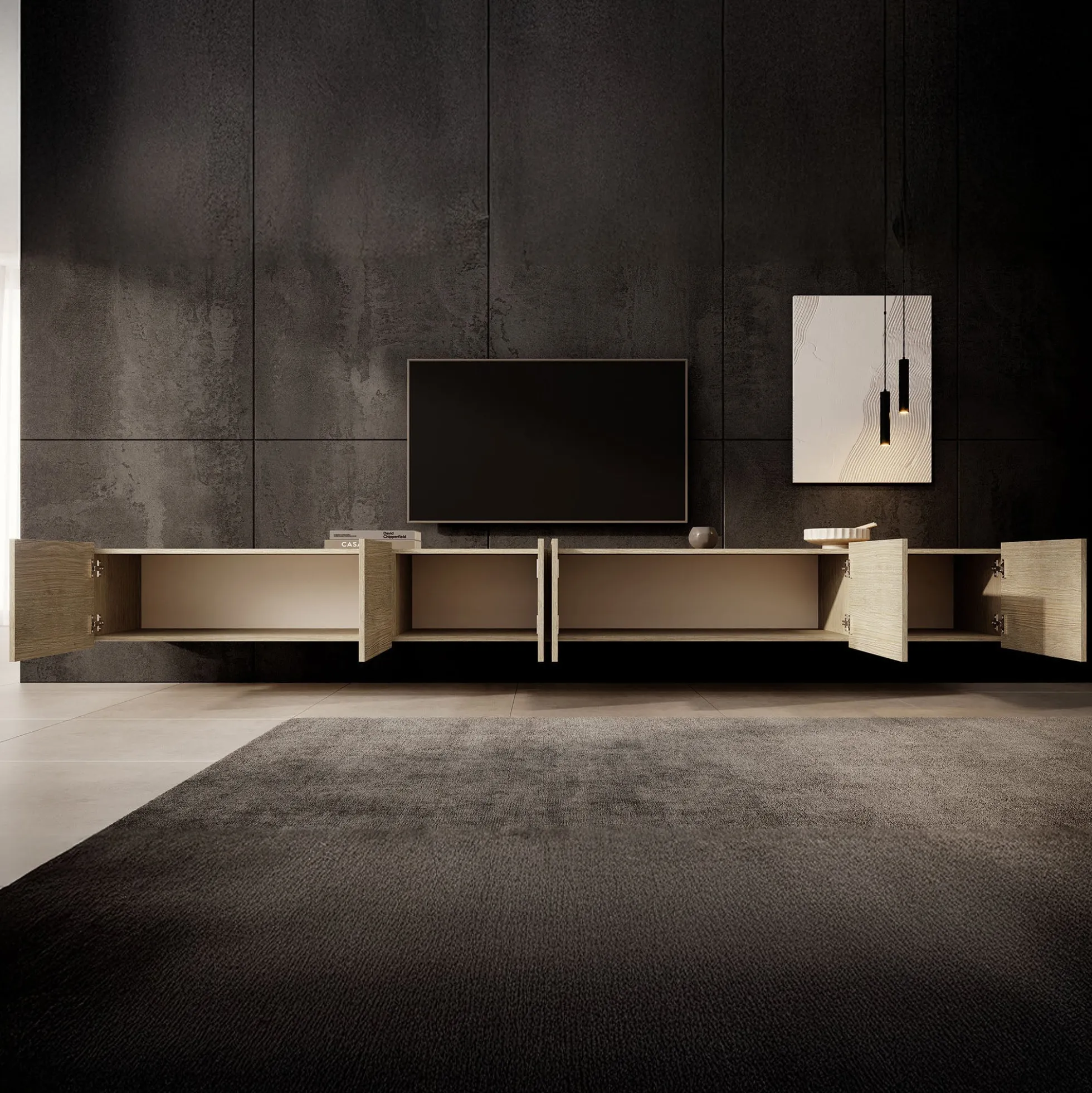 Calabas - TV-Meubel met 6 deuren - Eiken - 300x43x37 cm