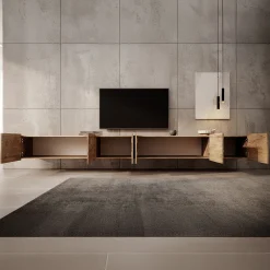Calabas - TV-Meubel met 6 deuren - Kastanje - 300x43x37 cm