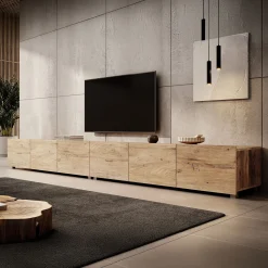 Calabas - TV-Meubel met 6 deuren - Kastanje - 300x43x37 cm