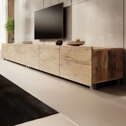 Calabas - TV-Meubel met 6 deuren - Kastanje - 300x43x37 cm