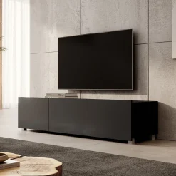 Calabas - TV-Meubel met 3 deuren - Mat zwart - 150x43x37 cm
