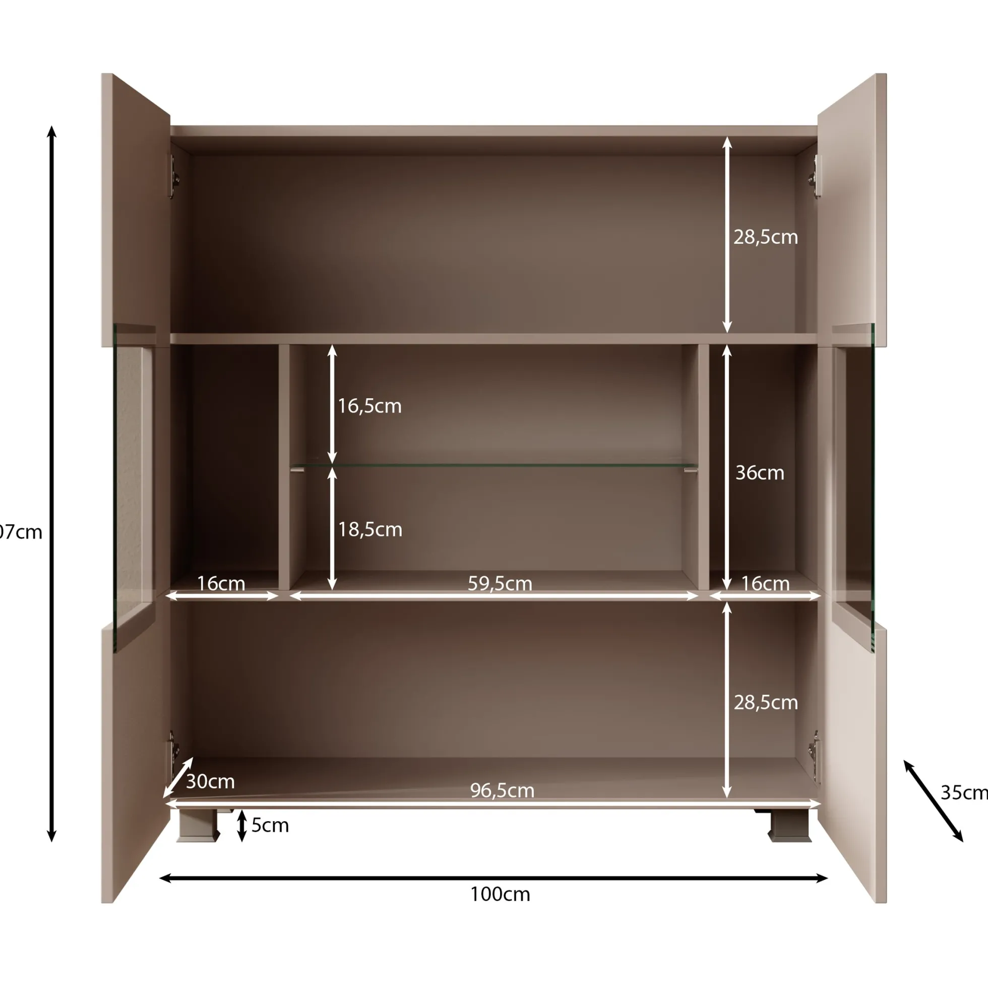Calgary - Dressoir - Beige - 100x35x107 cm