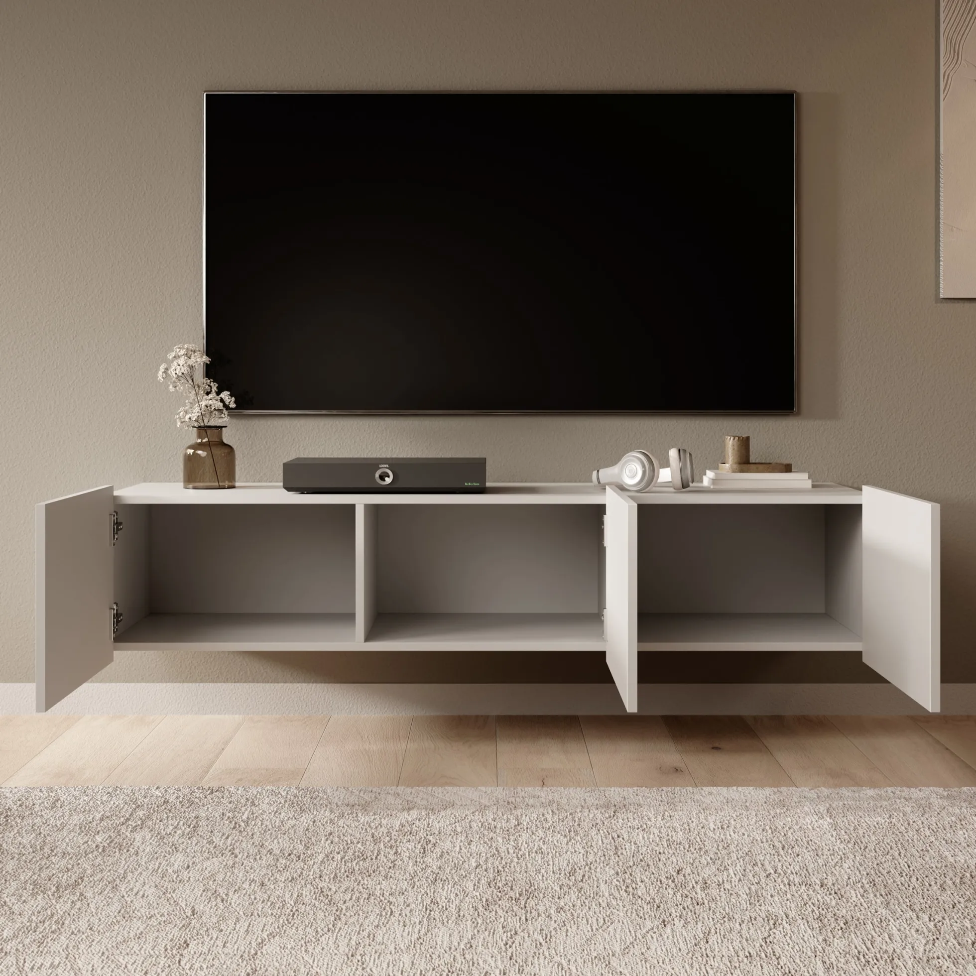 Calgary - TV-Meubel - met 3 deuren - Beige - 150x43x37 cm