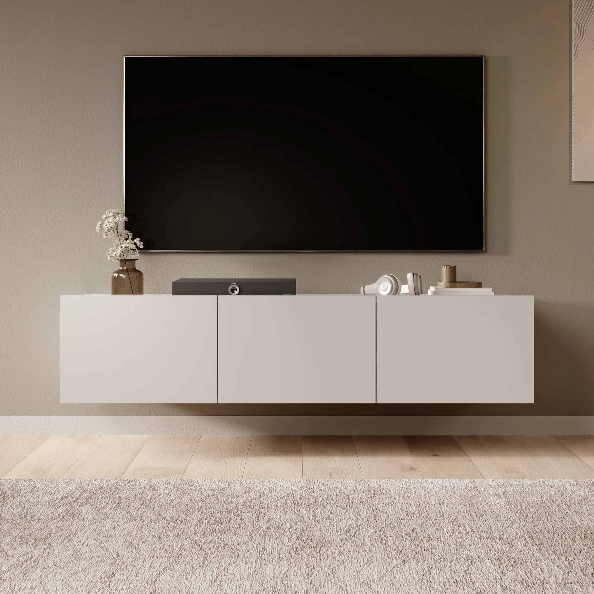 Calgary - TV-Meubel - met 3 deuren - Beige - 150x43x37 cm