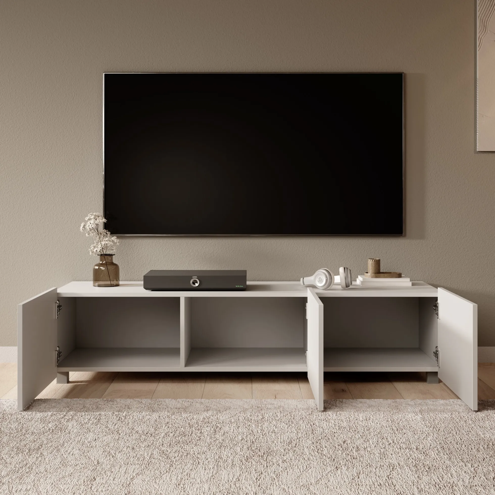 Calgary - TV-Meubel - met 3 deuren - Beige - 150x43x37 cm