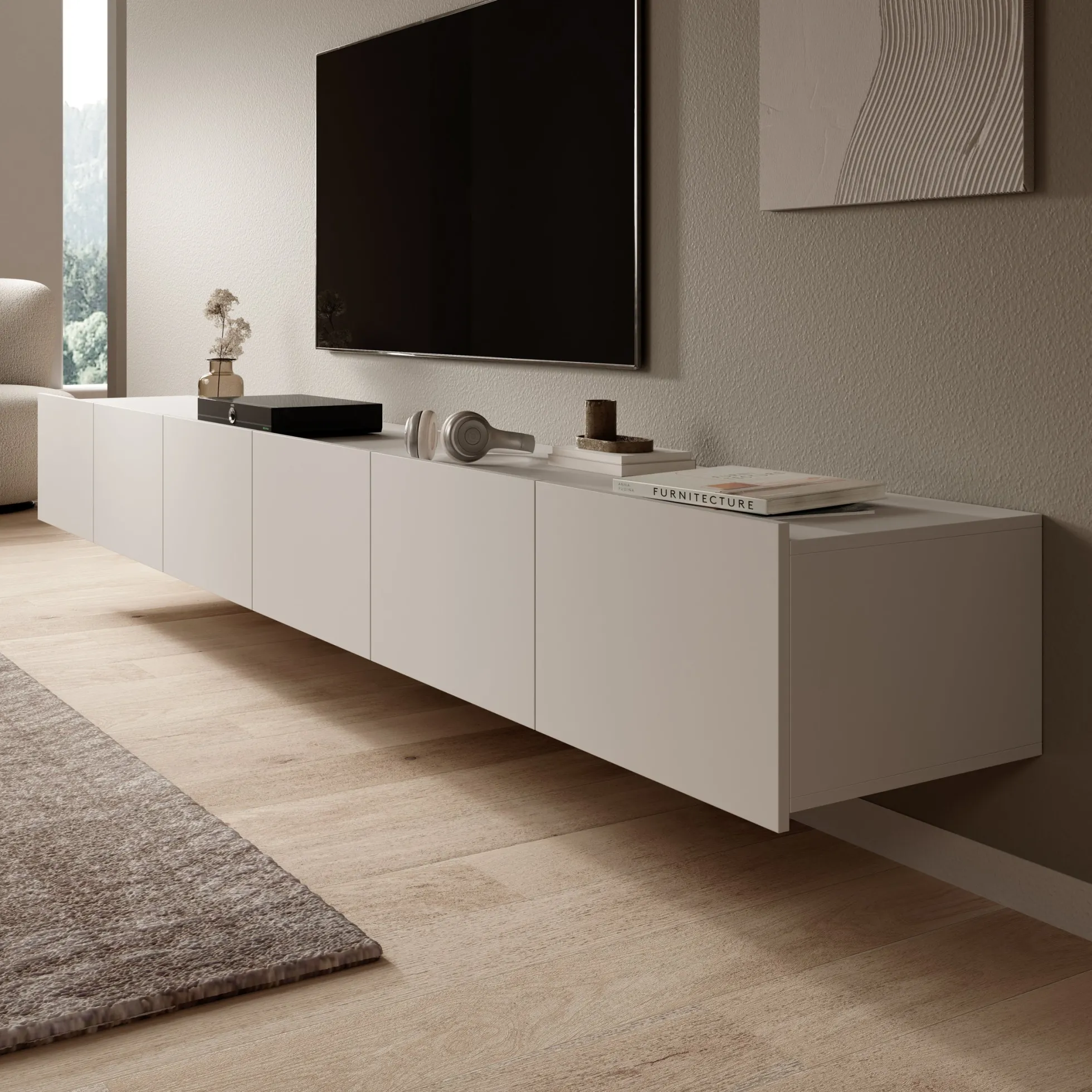 Calgary - TV-Meubel - met 6 deuren - Beige - 300x43x37 cm