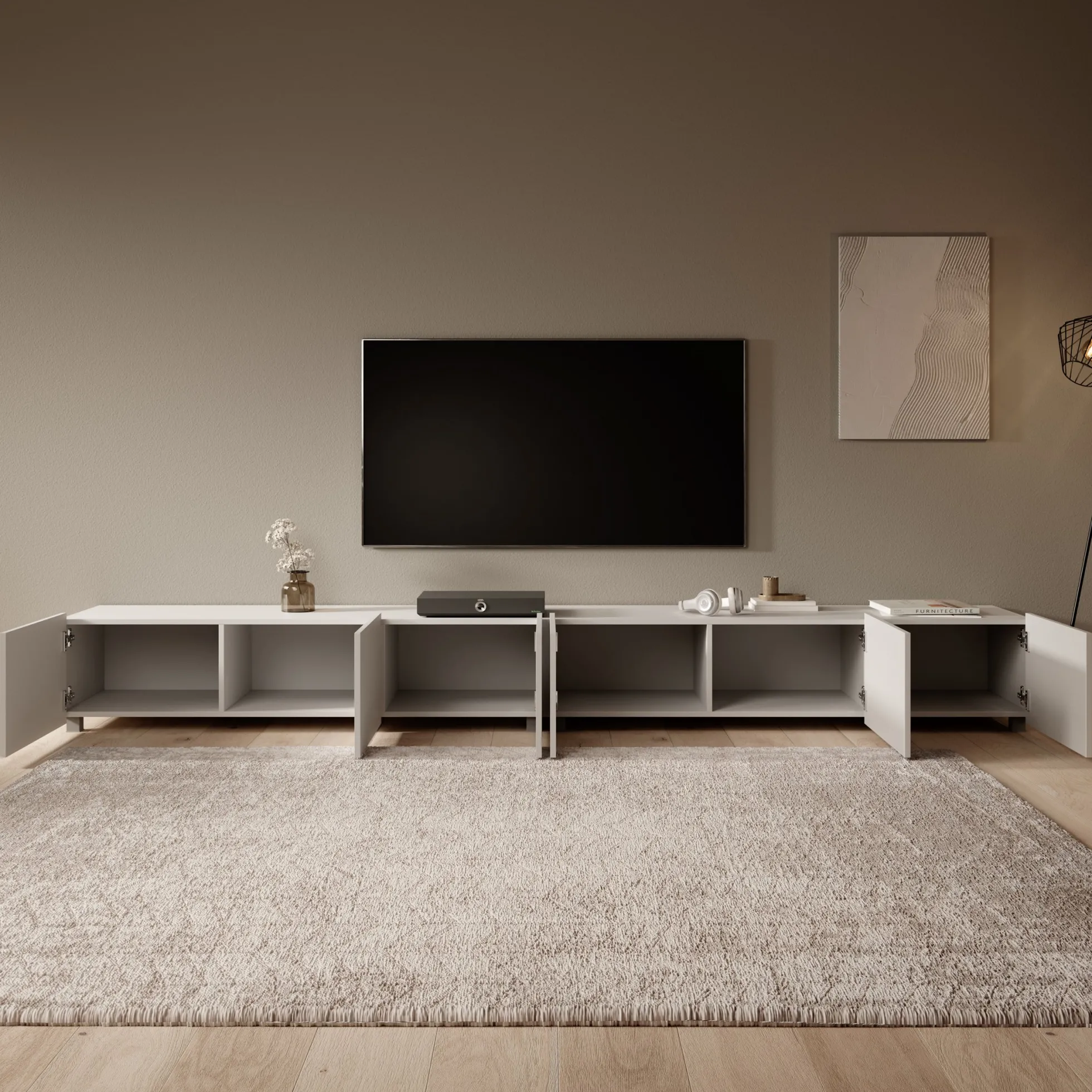 Calgary - TV-Meubel - met 6 deuren - Beige - 300x43x37 cm