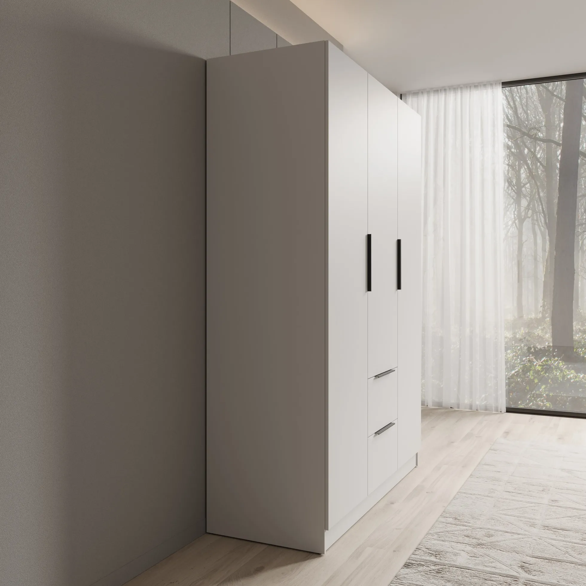 Caliero - Kledingkast 3-deurs - Wit - 150x60x216 cm