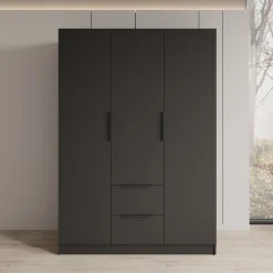 Caliero - Kledingkast 3-deurs - Zwart - 150x60x216 cm