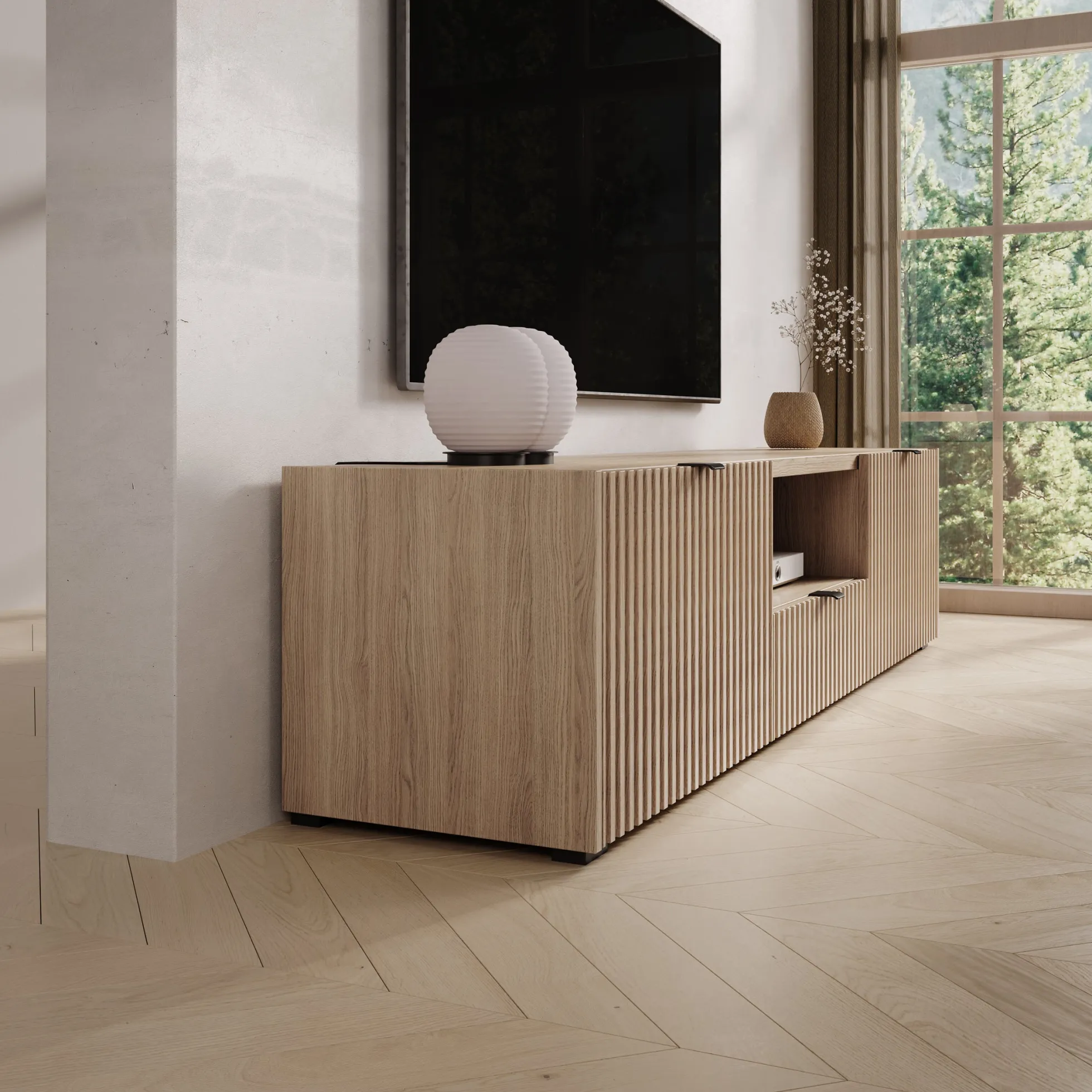 Callahan - TV-Meubel - Eiken - 179x40x42 cm