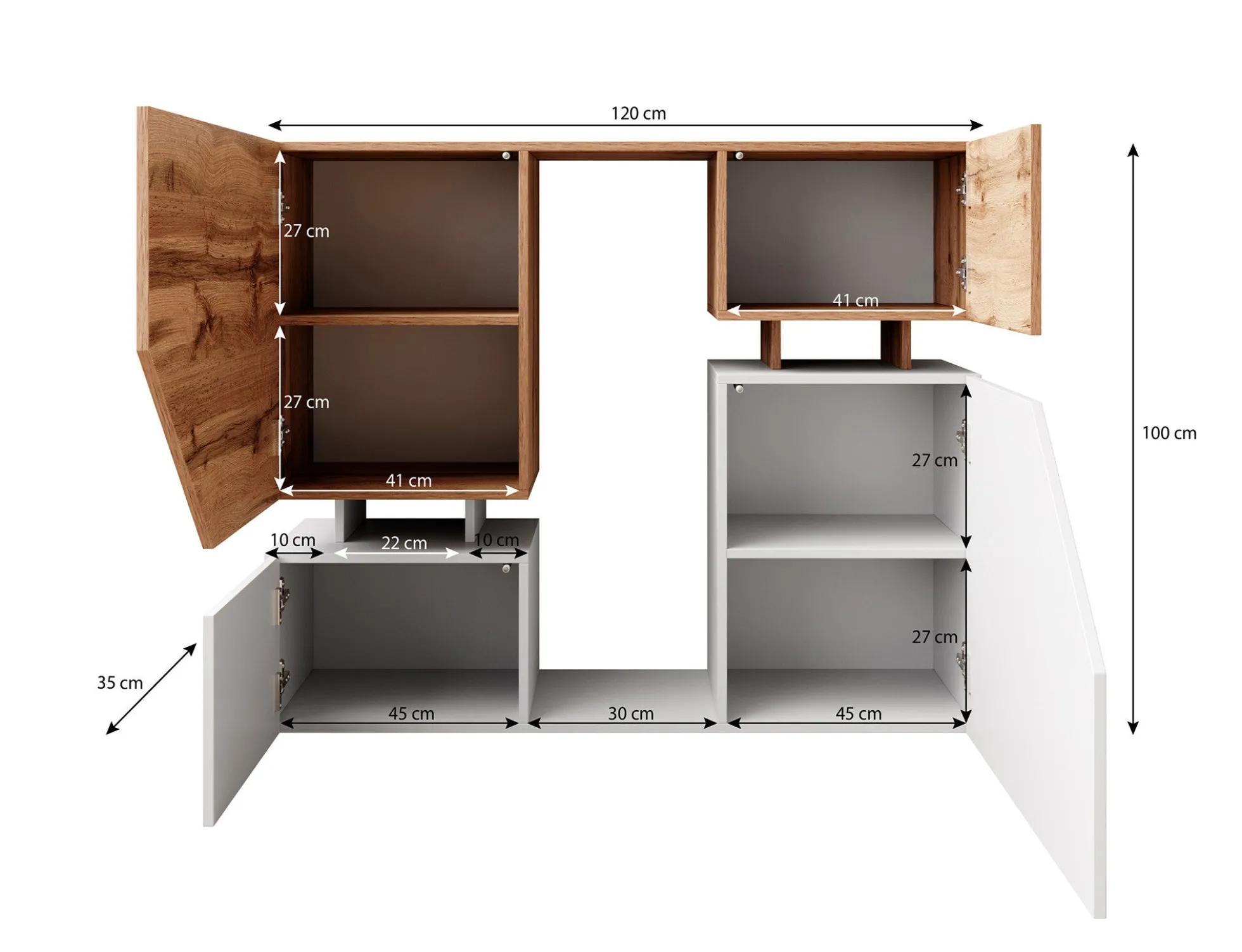 Canberra - Dressoir - Eiken/wit - 120x35x100 cm