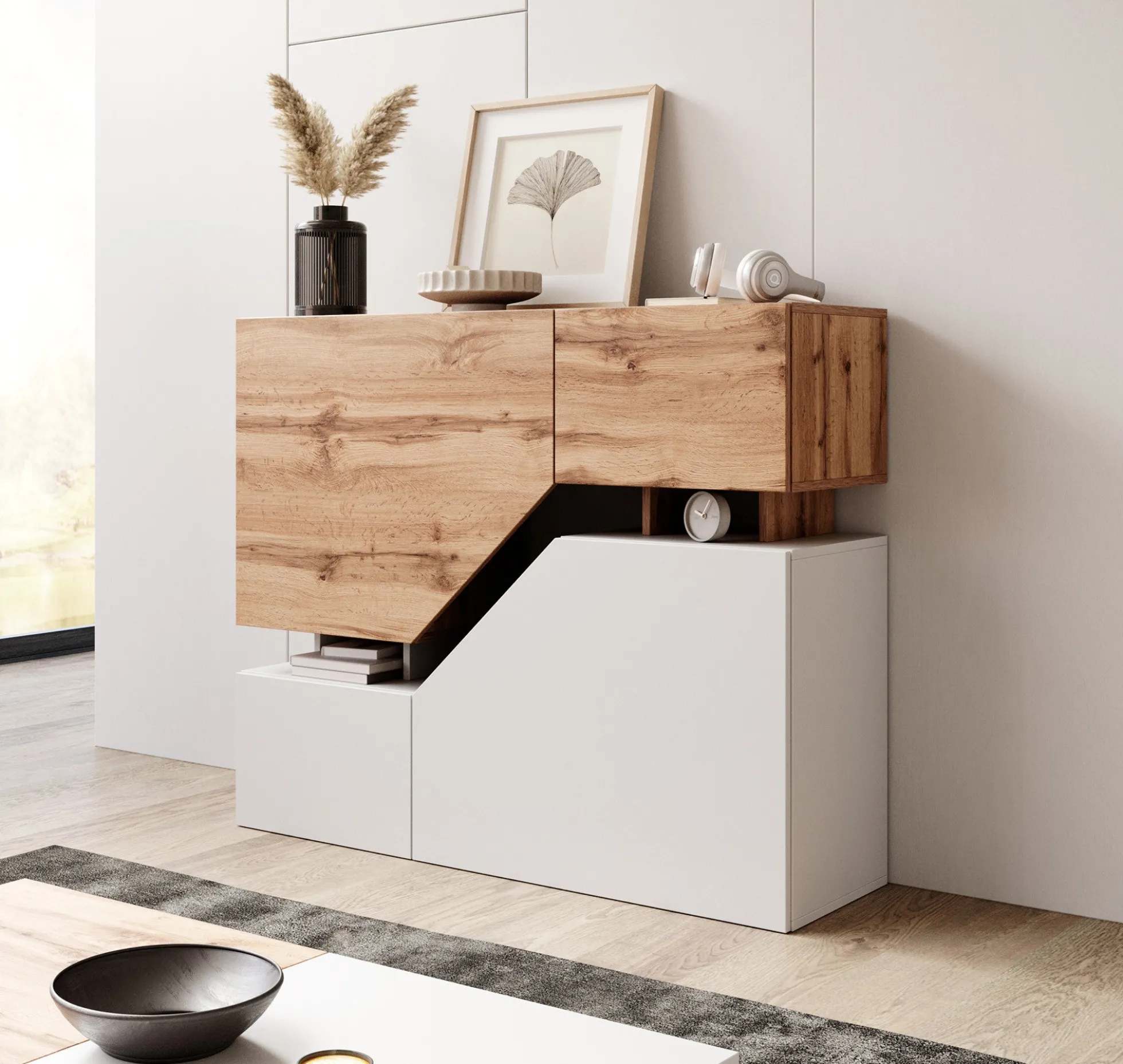 Canberra - Dressoir - Eiken/wit - 120x35x100 cm