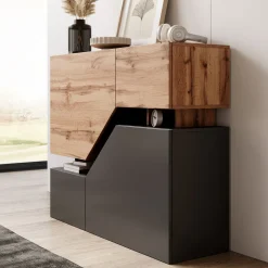 Canberra - Dressoir - Eiken/antraciet - 120x35x100 cm
