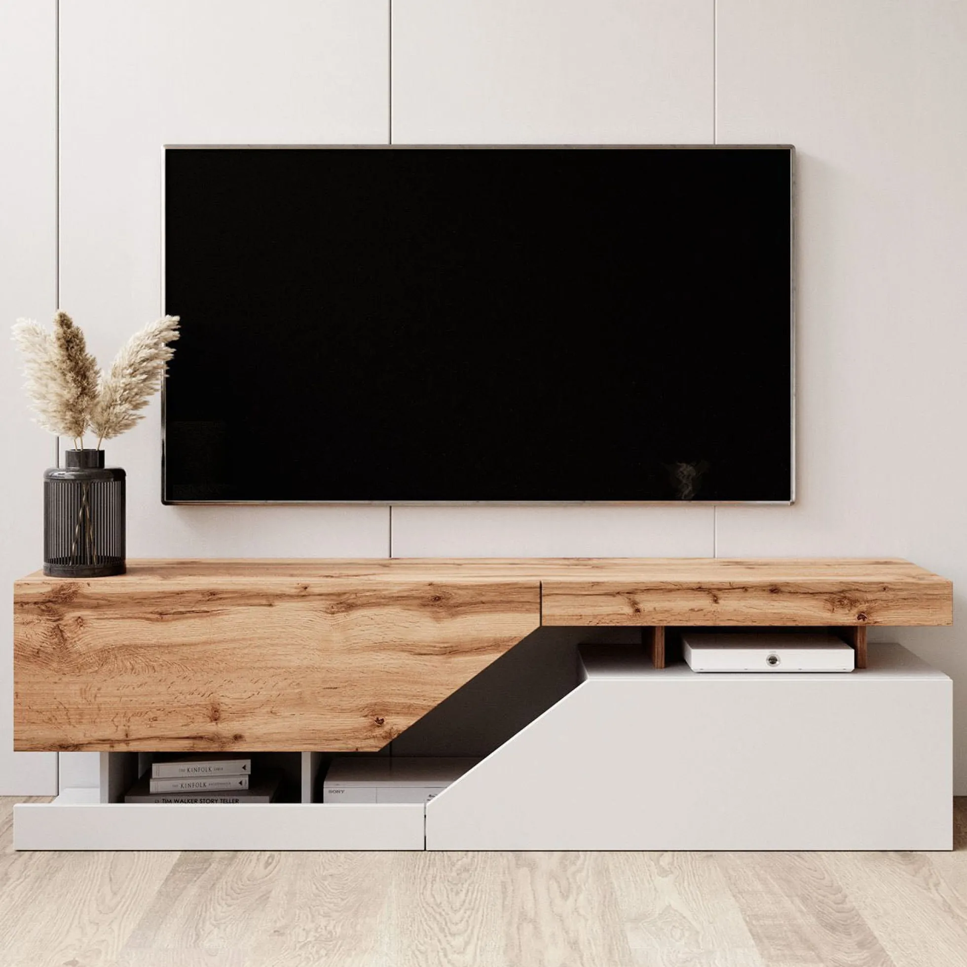 Canberra - TV-Meubel - Eiken/wit - 160 cm