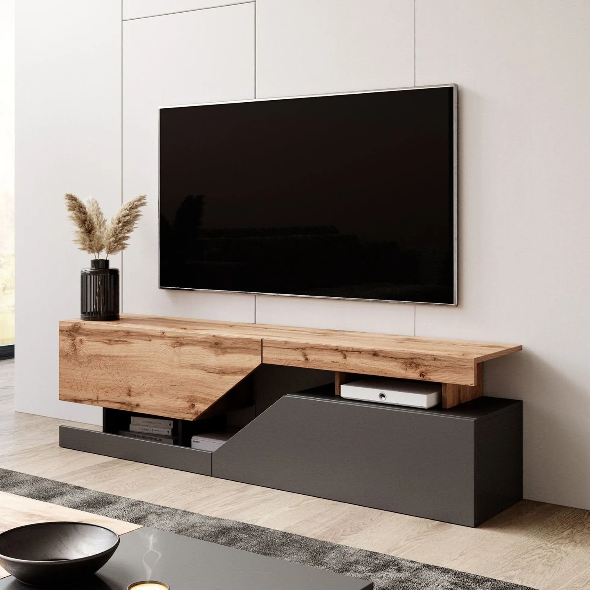 Canberra - TV-Meubel - Eiken/antraciet - 160 cm
