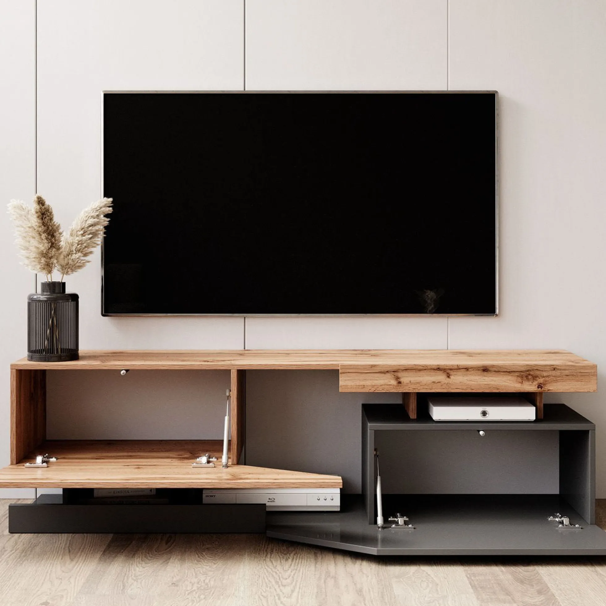 Canberra - TV-Meubel - Eiken/antraciet - 160 cm