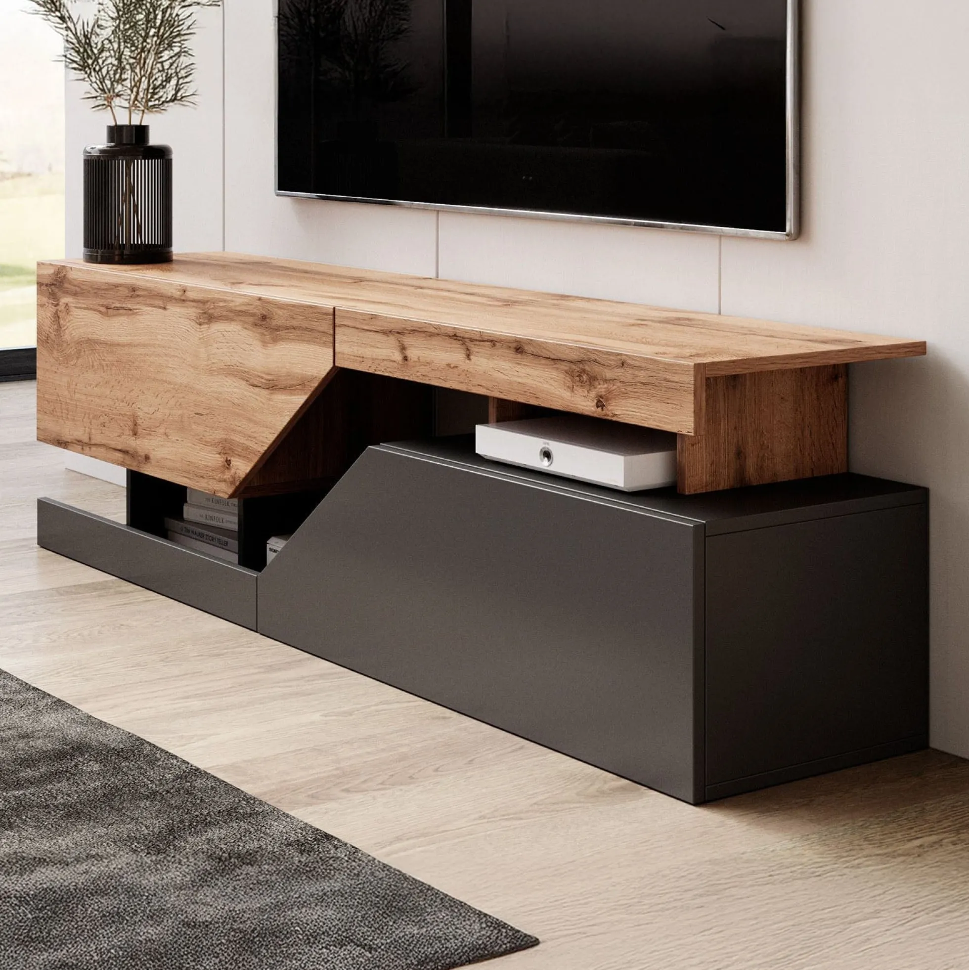 Canberra - TV-Meubel - Eiken/antraciet - 160 cm