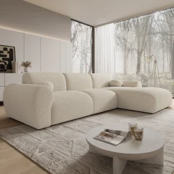 Canyon - Hoekbank 4-zits met chaise longue - Teddystof beige - Rechts