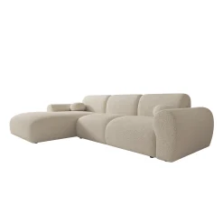 Canyon - Hoekbank 4-zits met chaise longue - Teddystof beige - Links