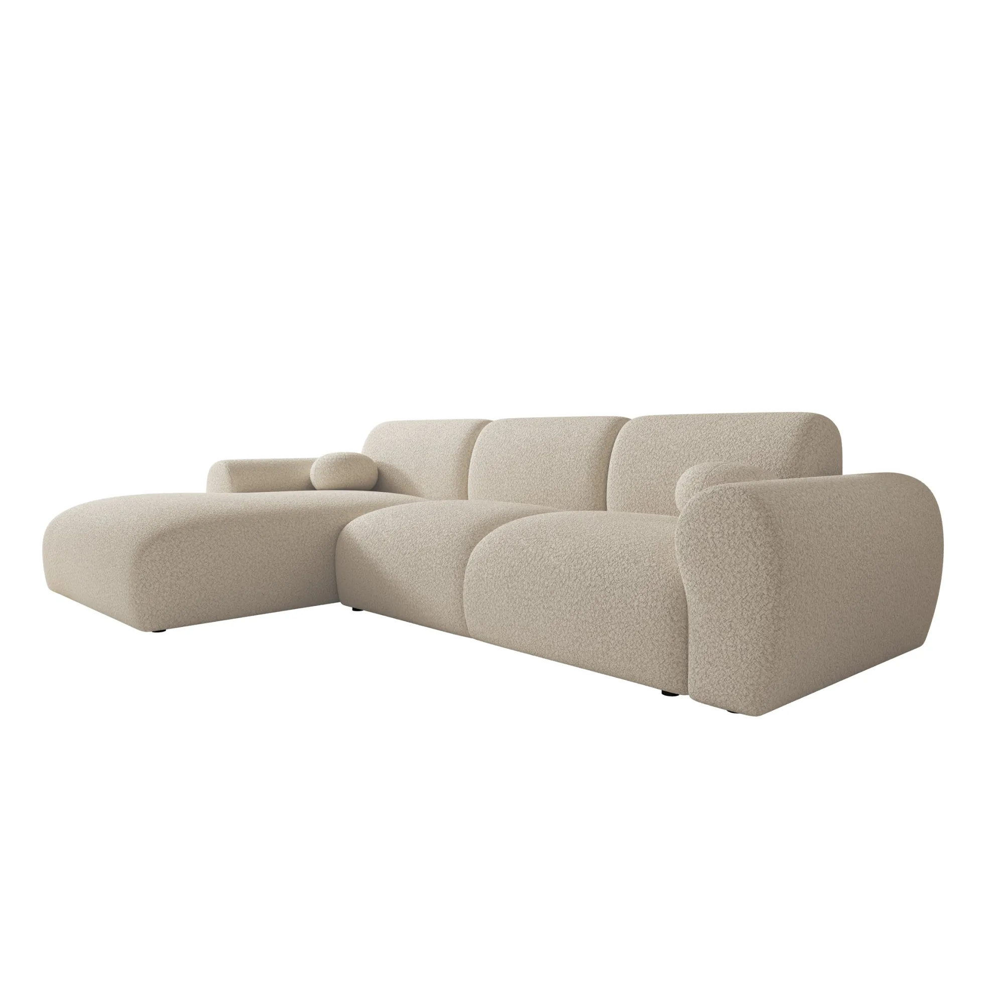 Canyon - Hoekbank 4-zits met chaise longue - Teddystof beige - Links