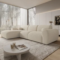 Canyon - Hoekbank 4-zits met chaise longue - Teddystof beige - Links