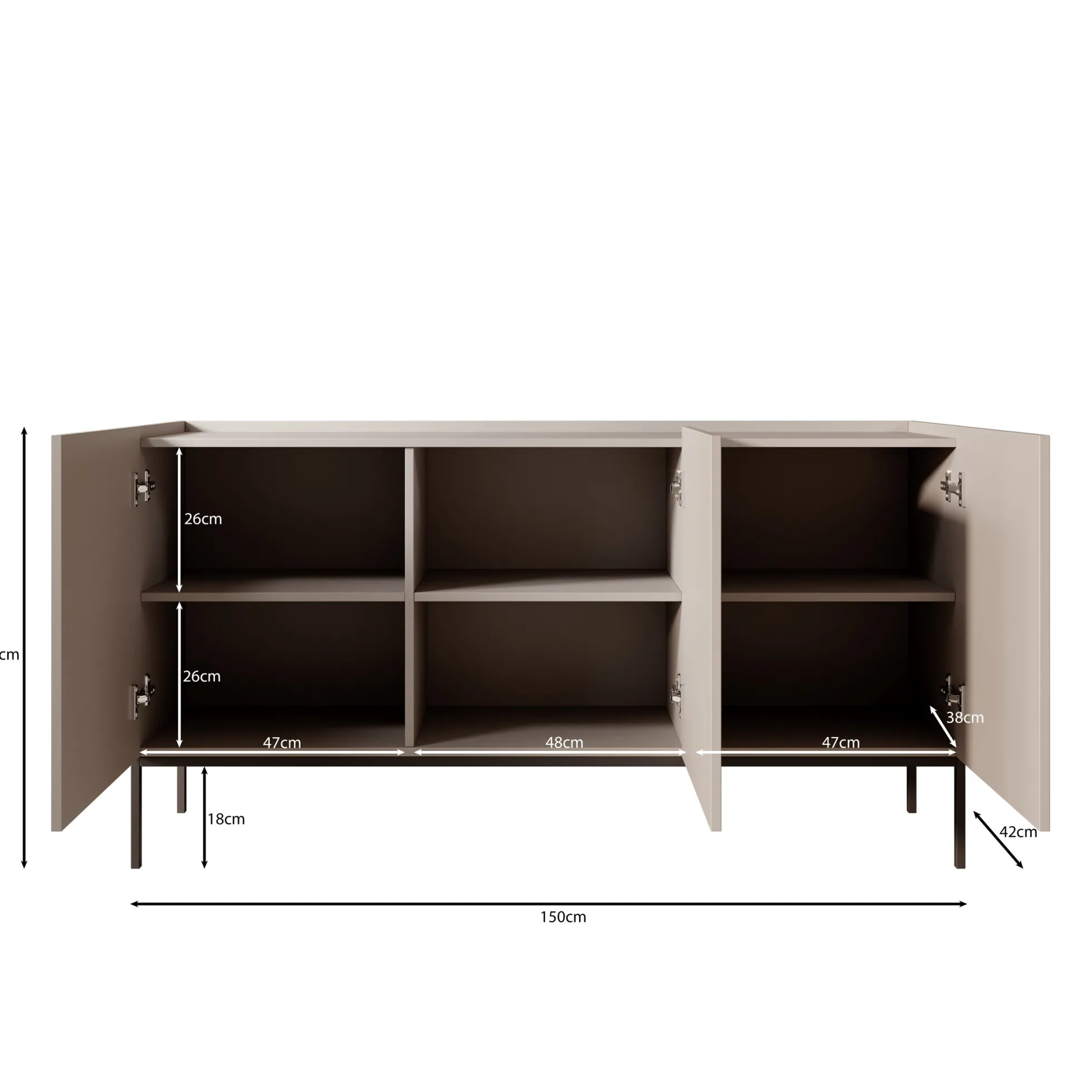 Capri - Dressoir - Beige - 150x42x80 cm