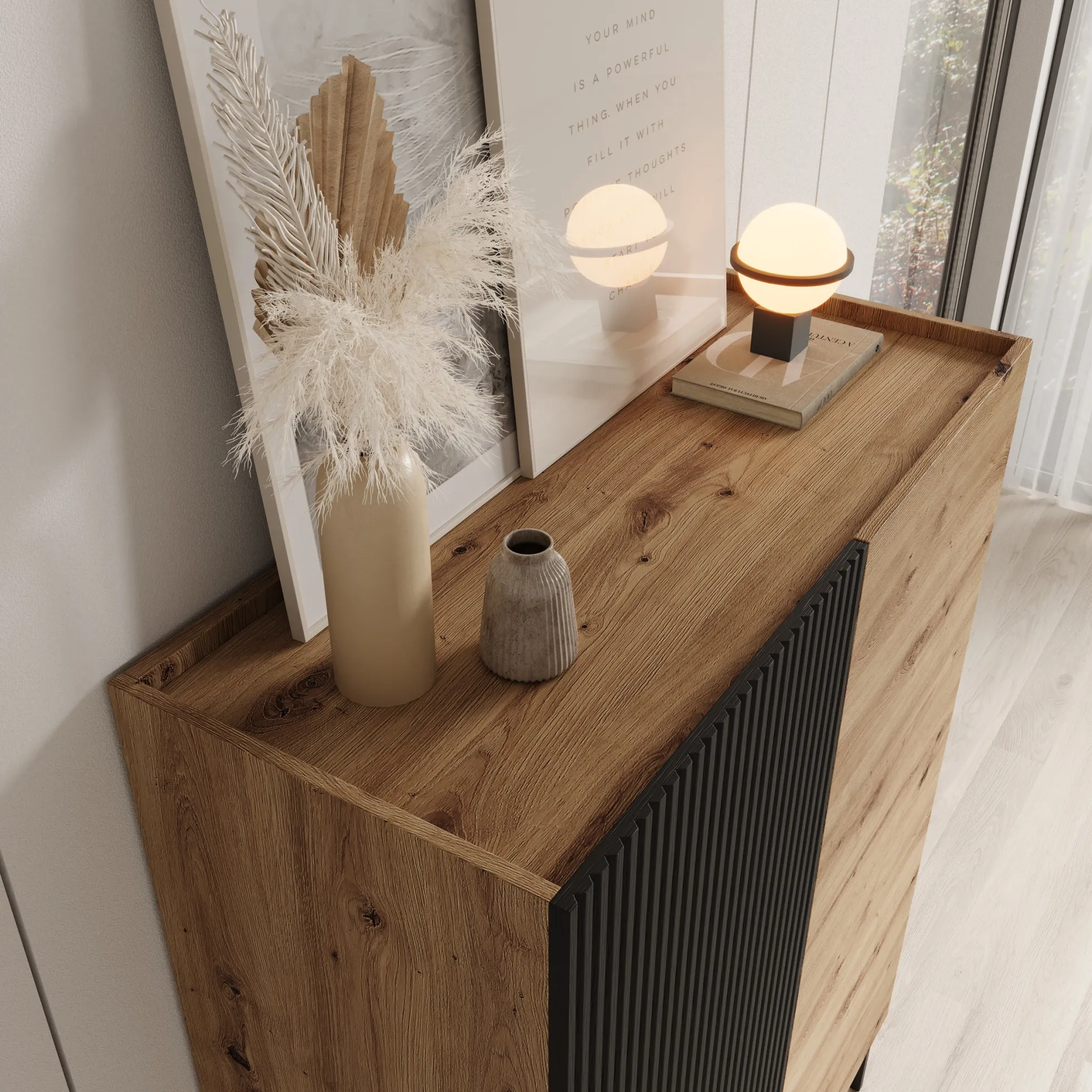 Capri - Dressoir - Eiken - 100x42x140 cm