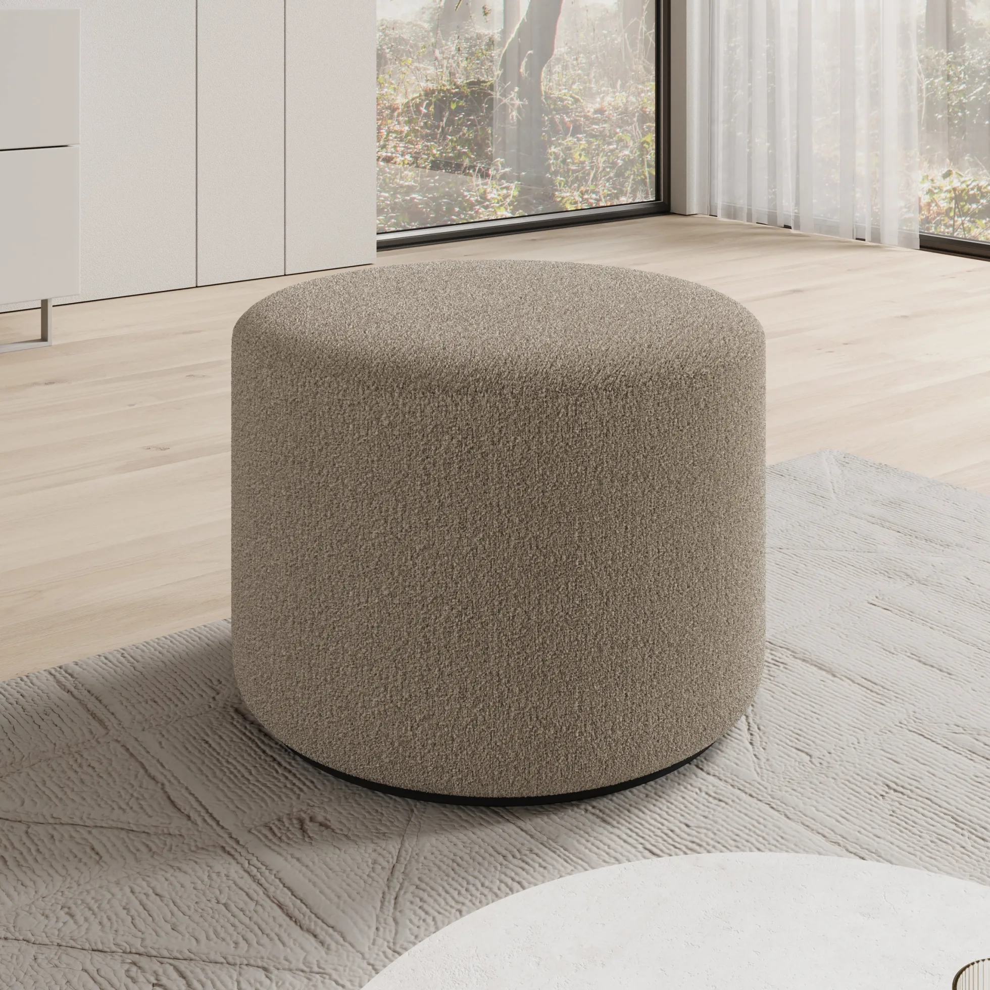 Caracas - Poef - Stof beige - 61x61x44 cm