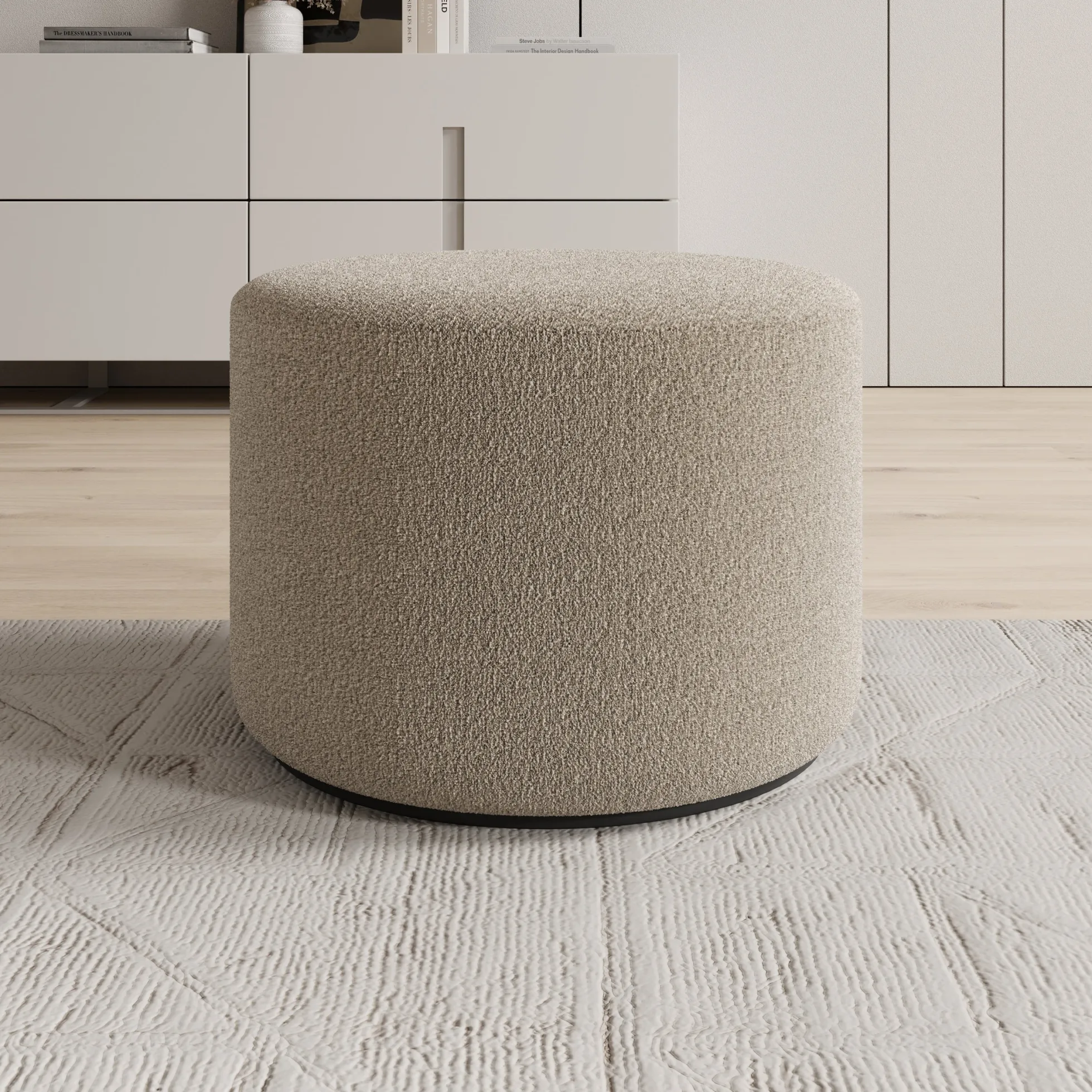 Caracas - Poef - Stof beige - 61x61x44 cm
