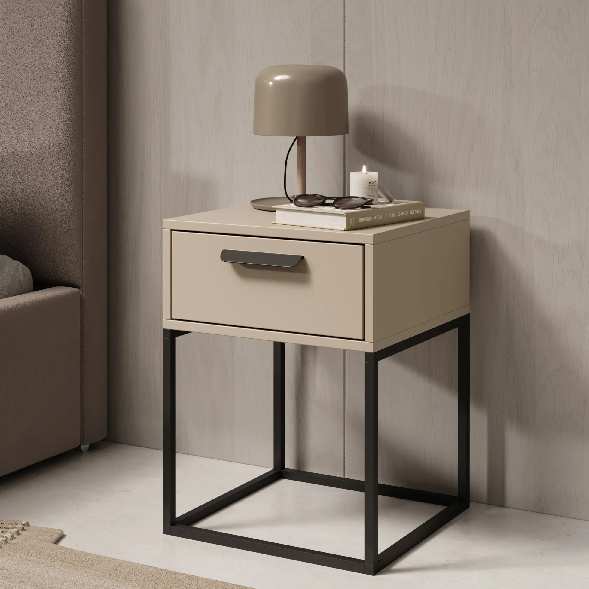 Cebu - Nachtkastje - Beige - 40x39x52 cm