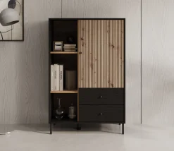 Charles 1 - Vitrinekast - Zwart - 87x40x131 cm