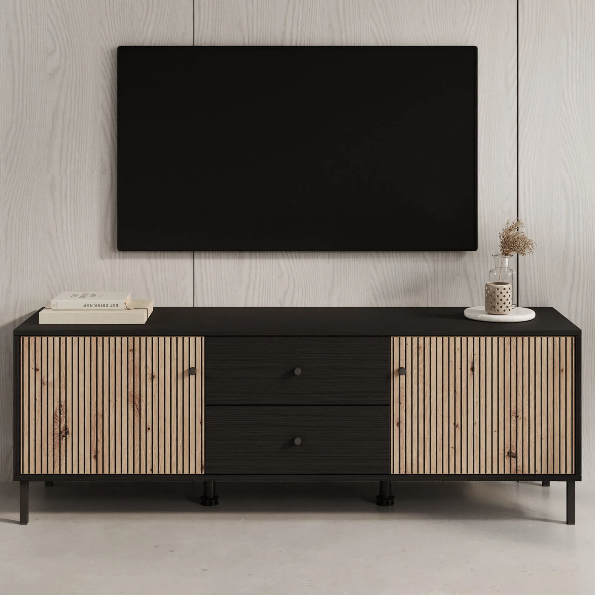 Charles - TV-Meubel met 2 deuren - Eiken - 157 cm