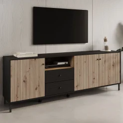 Charles - TV-Meubel met 3 deuren - Eiken - 208 cm