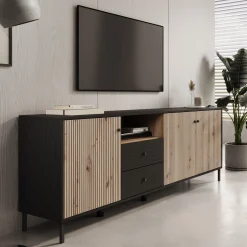 Charles - TV-Meubel met 3 deuren - Eiken - 208 cm