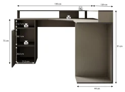 Charlotte - Bureau - Grijs - 139x139 cm